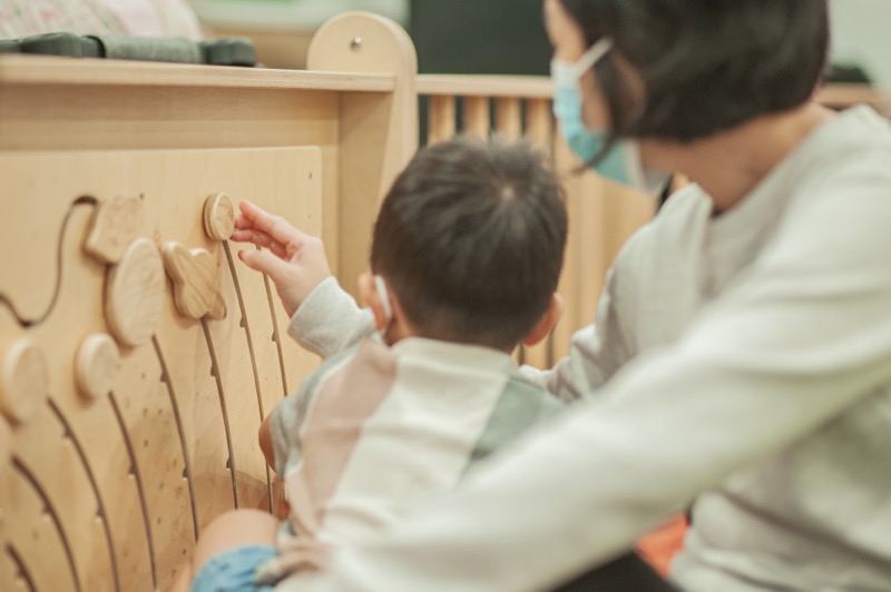 Natural wooden sensory play